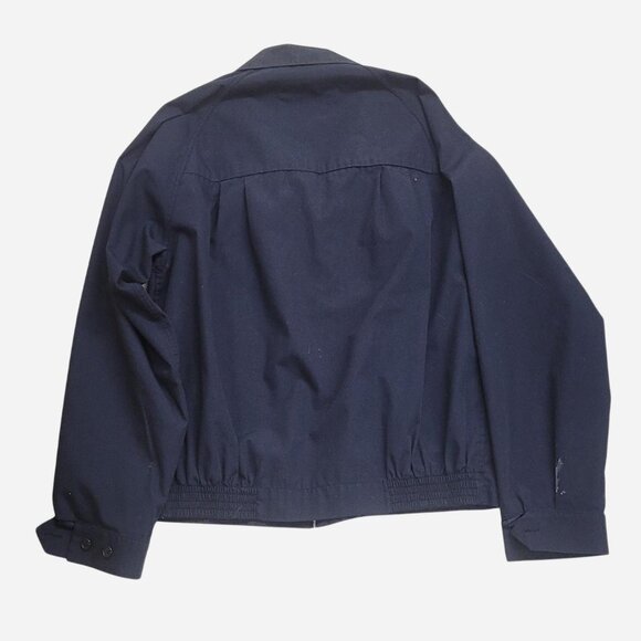 London Fog navy blue bomber-style jacket with both zipper and button closure 44L - Picture 3 of 7